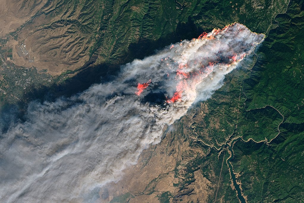The Camp Fire as seen from the Landsat 8 satellite on Nov. 8, 2018