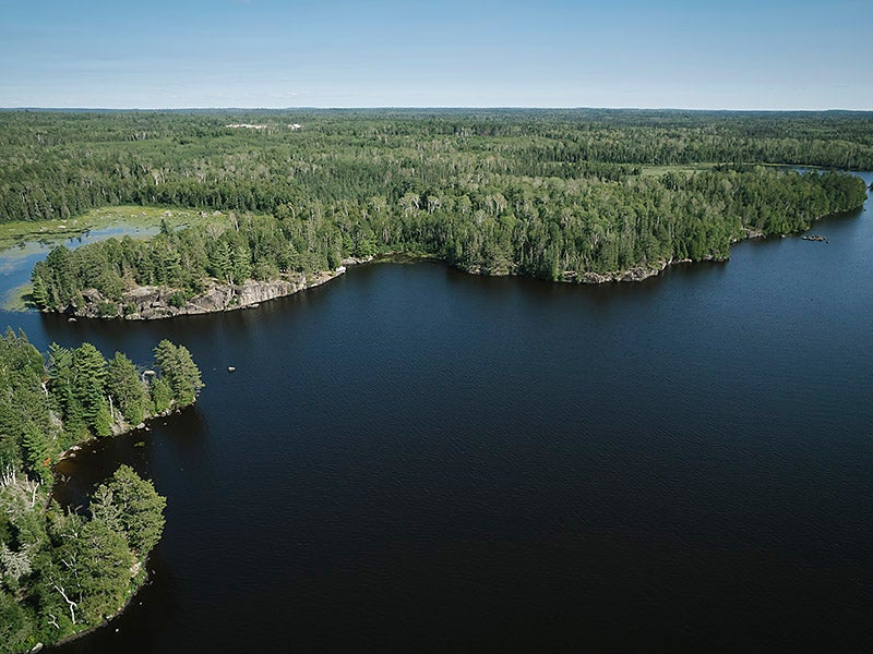 Birch Lake and the proposed Twin Metals mine site outside of Ely, Minnesota.