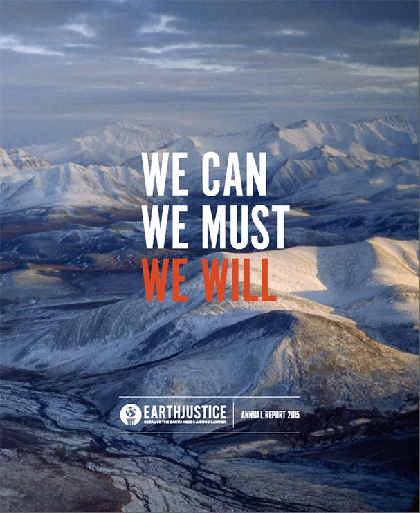 Cover of Earthjustice's 2015 Annual Report.