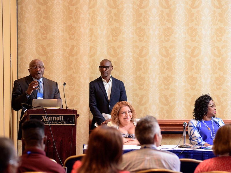 “Race trumps class,” said Dr. Bob Bullard, a distinguished professor at Texas Southern University. He spoke at a panel on environmental justice sponsored by Earthjustice at the joint National Association of Black Journalists - National Association of Hispanic Journalists Convention.
(Keith Rushing/Earthjustice)