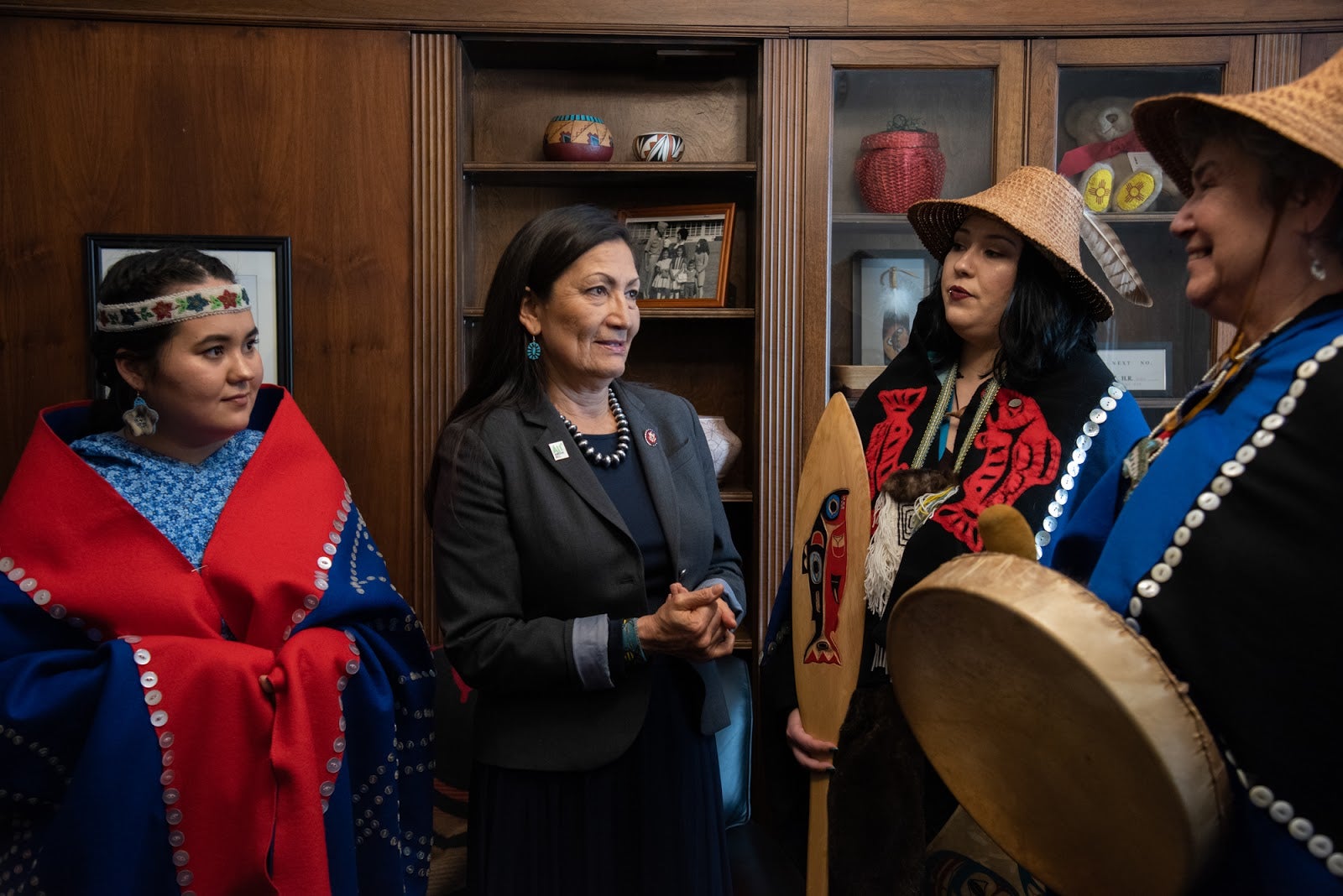 A delegation of Alaska Native women meets with New Mexico Rep. Deb Haaland, one of the first two Indigenous women ever elected to Congress.