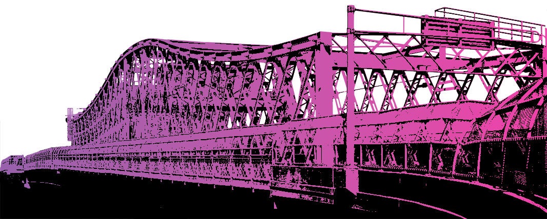 Purple illustration of Jackson Bridge