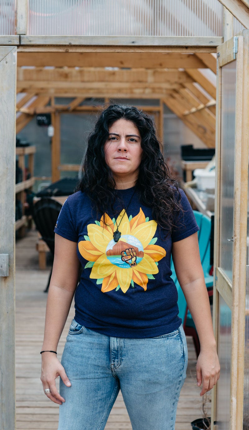 Maria Lopez-Nuñez in her community garden in the Ironbound section of Newark.