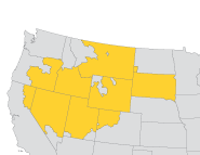 Map showing sage-grouse habitat area in the United States.