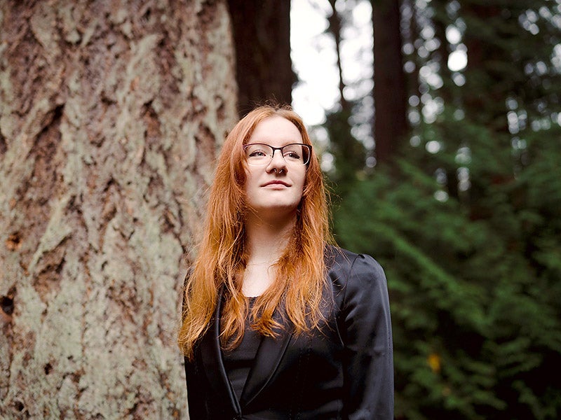 Environmental activist Cambria Keely at Whatcom Falls Parks in Bellingham, Wash., on Friday, Oct. 15, 2021.