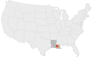 Map of St. James Parish, Louisiana.