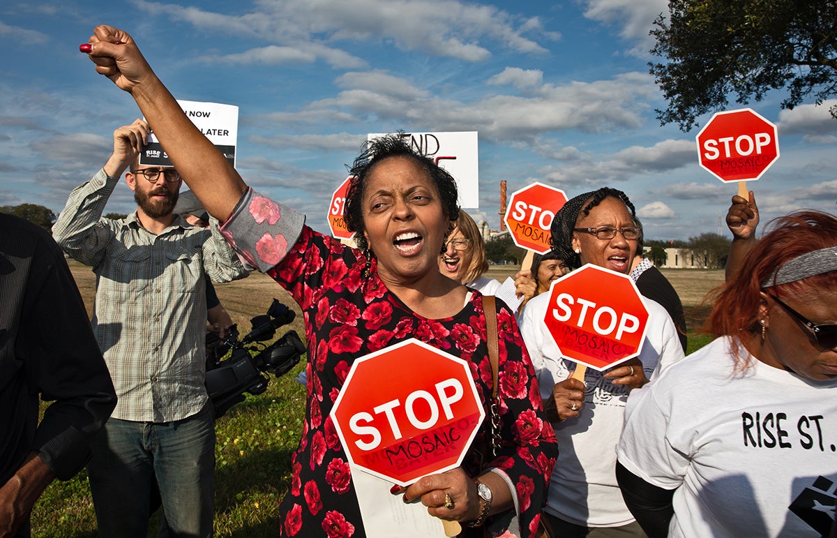 Sharon Lavigne, foreground center, is the founder of Rise St. James. She is fighting against a massive petrochemical build-out in her Louisiana community.