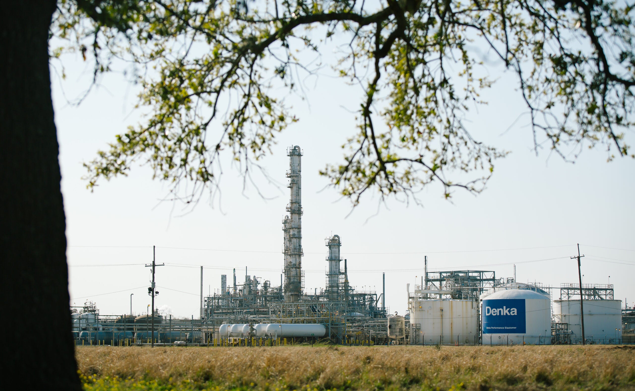 The Denka Performance Elastomer manufacturing plant in Reserve, Louisiana, photographed on March 18, 2022. (Brad Zweerink / Earthjustice)