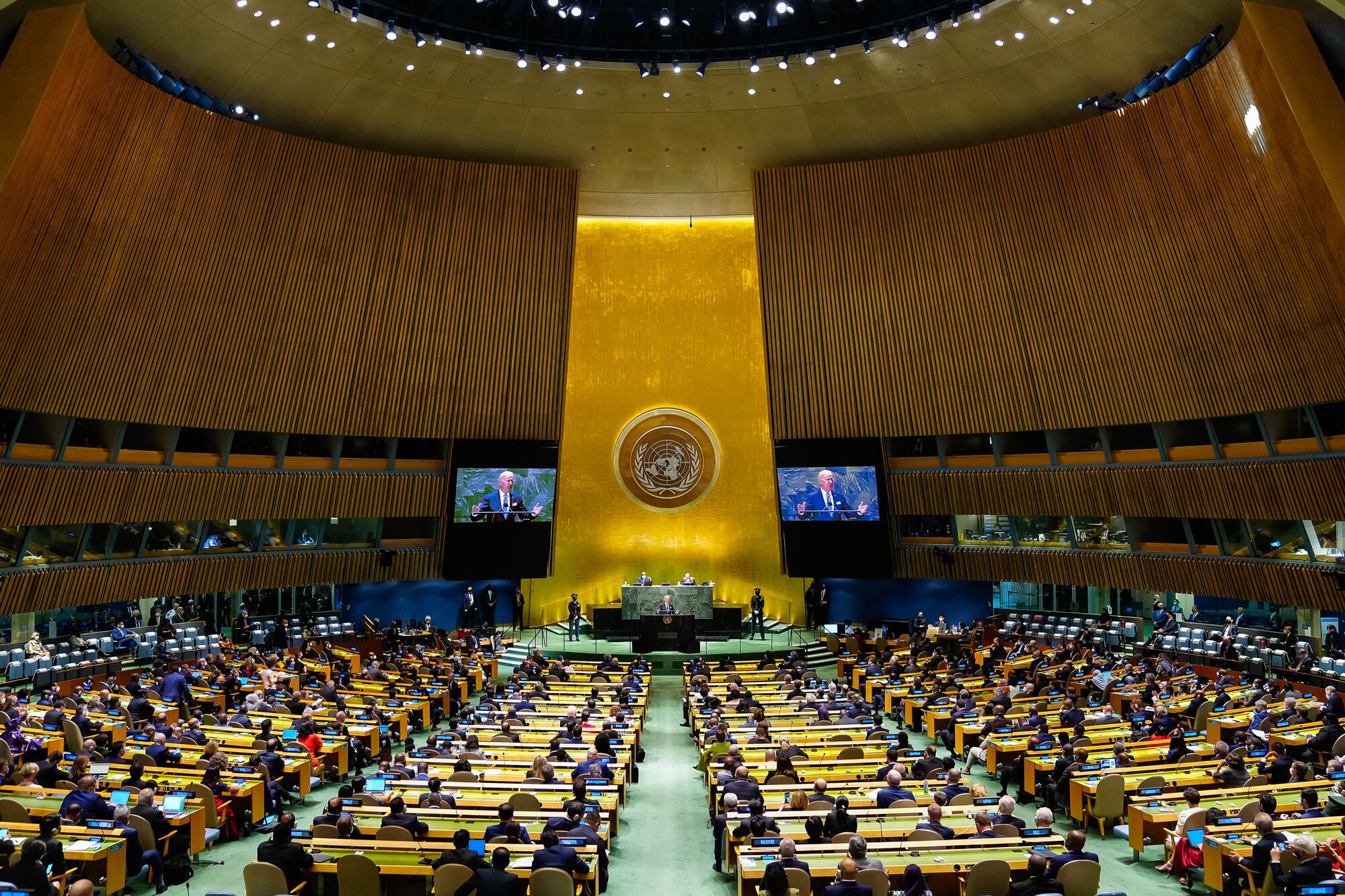 President Joe Biden delivers remarks at the United Nations General Assembly, Tuesday, September 21, 2021, in New York.