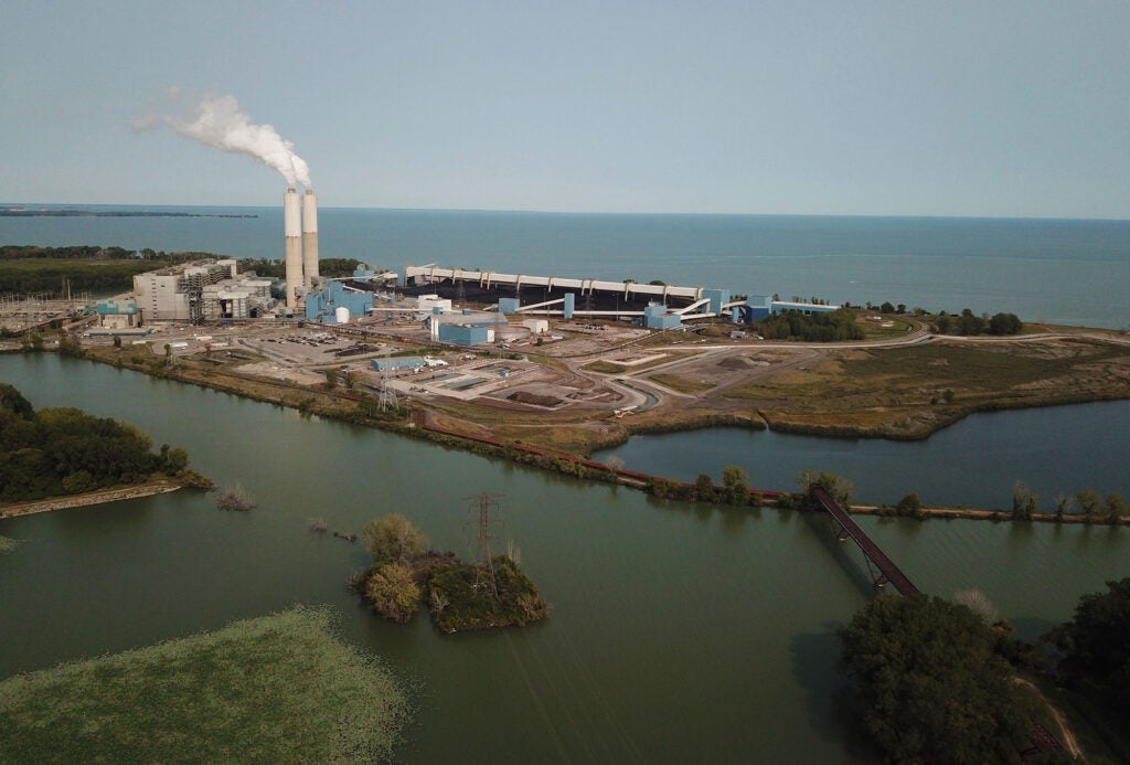 DTE’s Monroe coal-fired power plant, Sept. 15, 2020. Retiring this massive polluter sooner will bring public health benefits and avoid millions of tons of CO2 emissions per year. (Ted Auch / FracTracker Alliance, 2020)