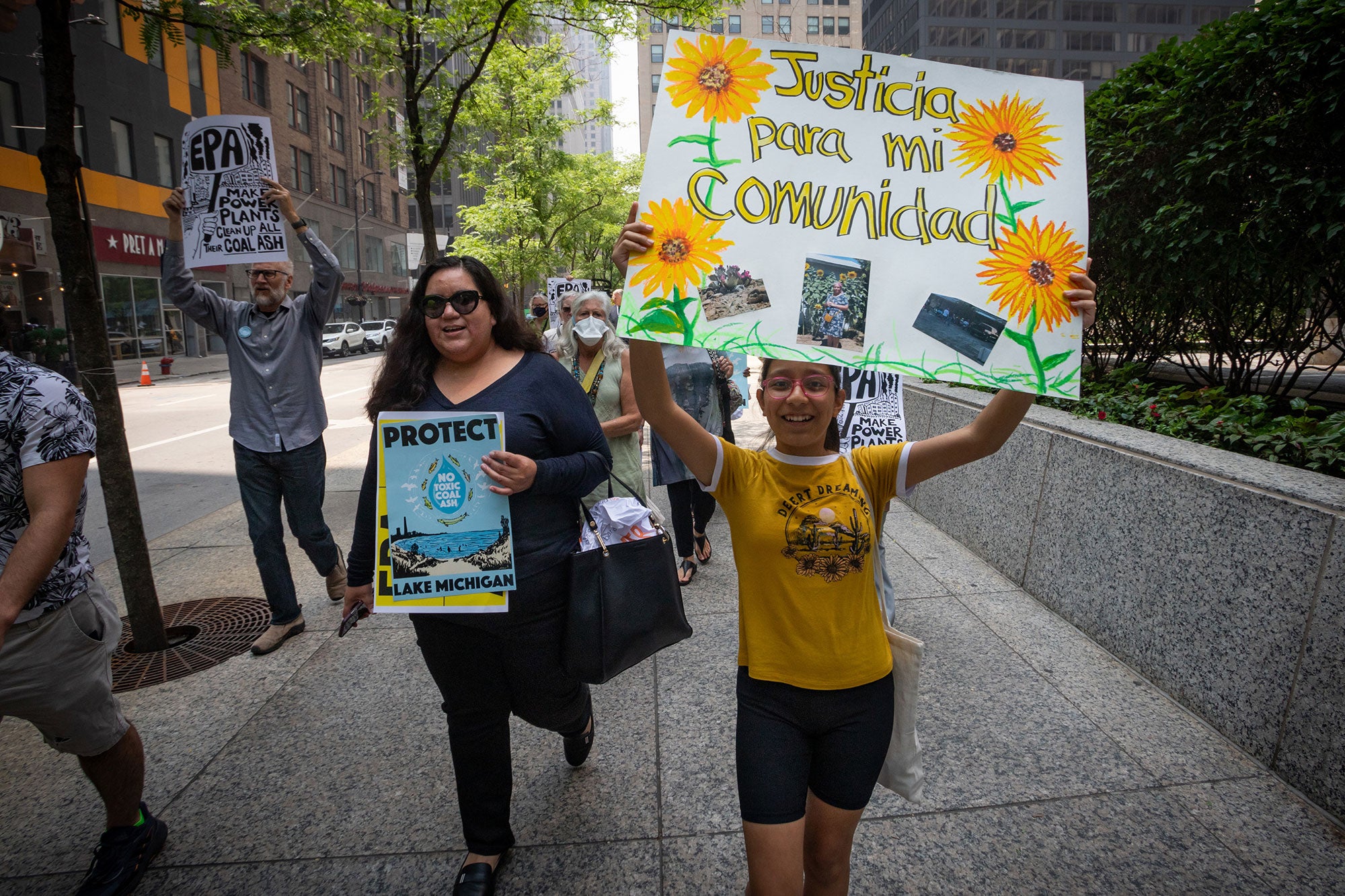 Changemakers march to the EPA public hearing on coal ash protections in Chicago.