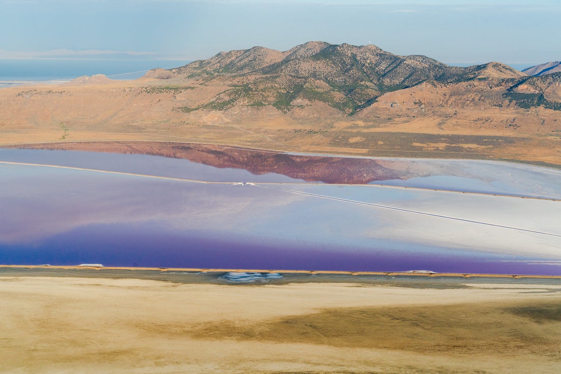 An aerial view of the Great Salt Lake in Utah.