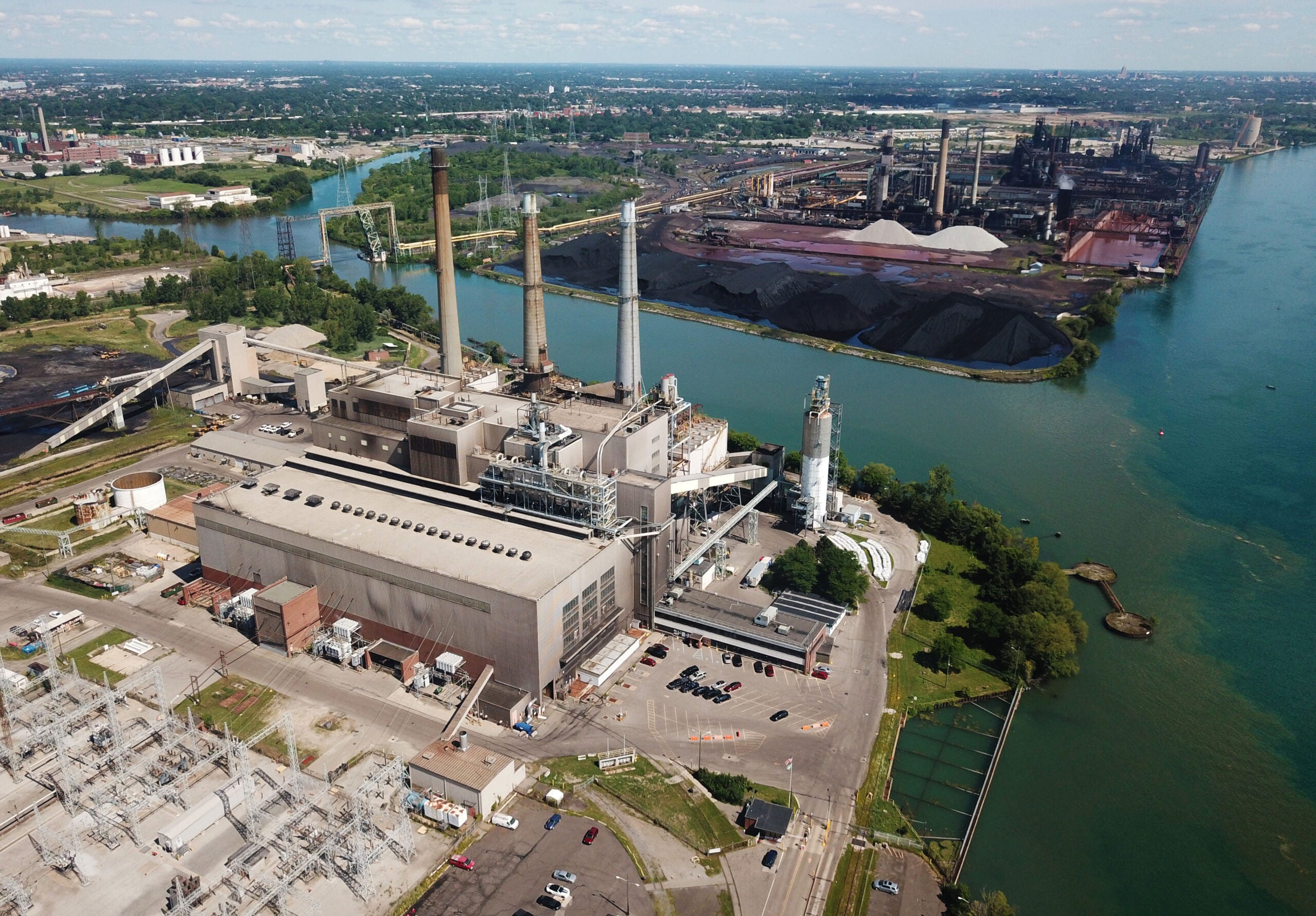 The EES Coke Battery facility on Zug Island in River Rouge, Michigan. The plant is owned by DTE Vantage, a subsidiary of DTE Energy. The EES Coke facility releases thousands of tons of sulfur dioxide in the overburdened River Rouge community and near the state’s most polluted zip code, 48217.