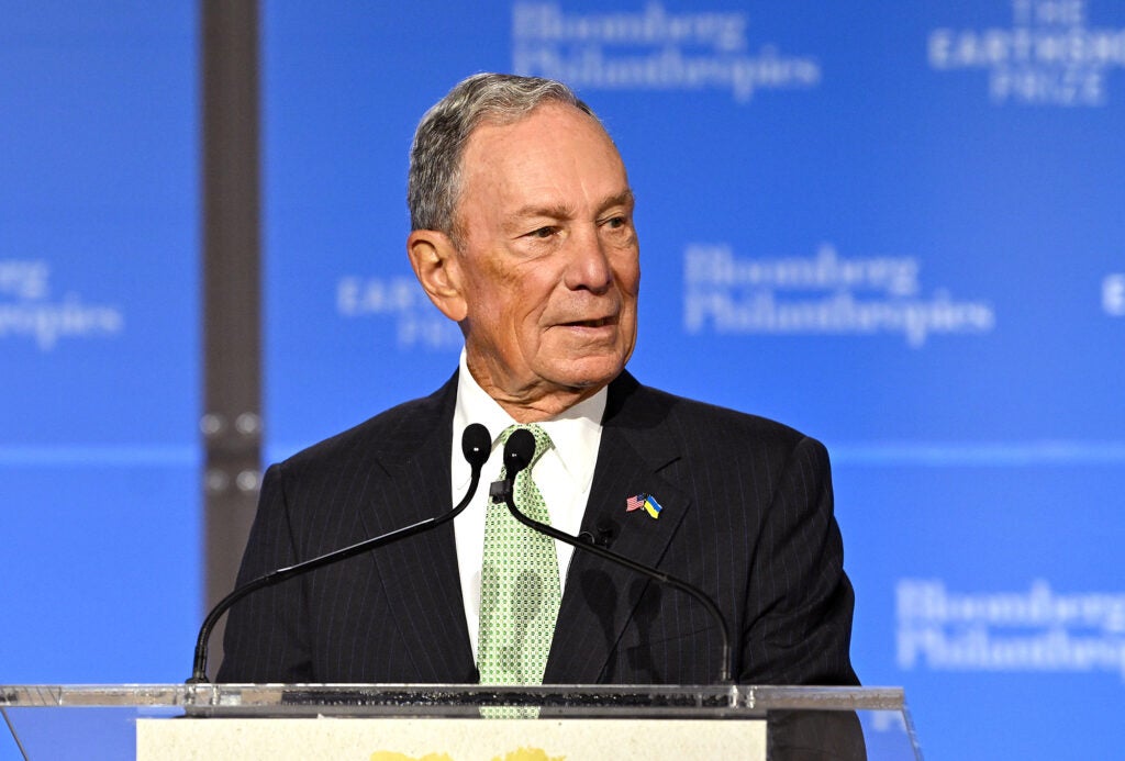 UN Special Envoy on Climate Ambition and Solutions Michael R. Bloomberg speaks onstage during The Earthshot Prize Innovation Summit In Partnership with Bloomberg Philanthropies on September 19, 2023 in New York City. (Bryan Bedder / Getty Images for Bloomberg Philanthropies)