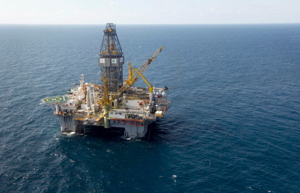 The Development Driller III, which drilled the relief well and pumped the cement to seal the Macondo well, the source of the Deepwater Horizon rig explosion and oil spill, is seen in the Gulf Of Mexico, off the coast of Louisiana.