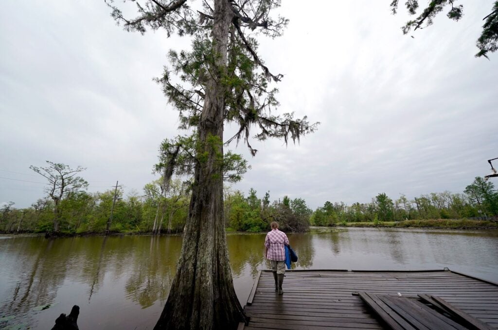 The St. James Boat Club launch, along Blind River, part of the Lake Maurepas watershed, in Gramercy, La. Environmental advocates are wary of anything that might make air quality worse or threaten wildlife, fearing a plant designed to capture climate-changing carbon and make clean-burning hydrogen fuel will actually do more harm to the Lake Maurepas basin. (Gerald Herbert / AP)