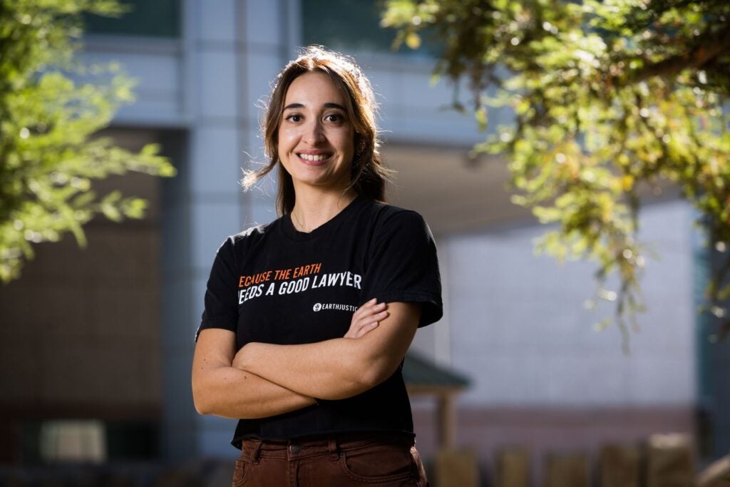 Yasmine Agelidis, attorney in Earthjustice&rsquo;s Right to Zero campaign, works to accelerate transportation electrification across the country. (Chris Jordan-Bloch / Earthjustice)