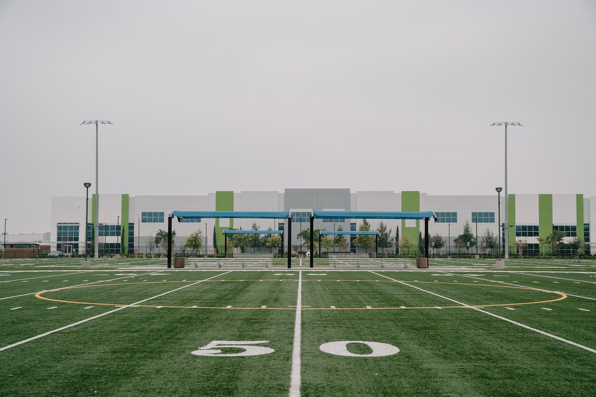 South Fontana Park, a new park in Fontana, Calif., constructed in a residential area surrounded by new warehouses.