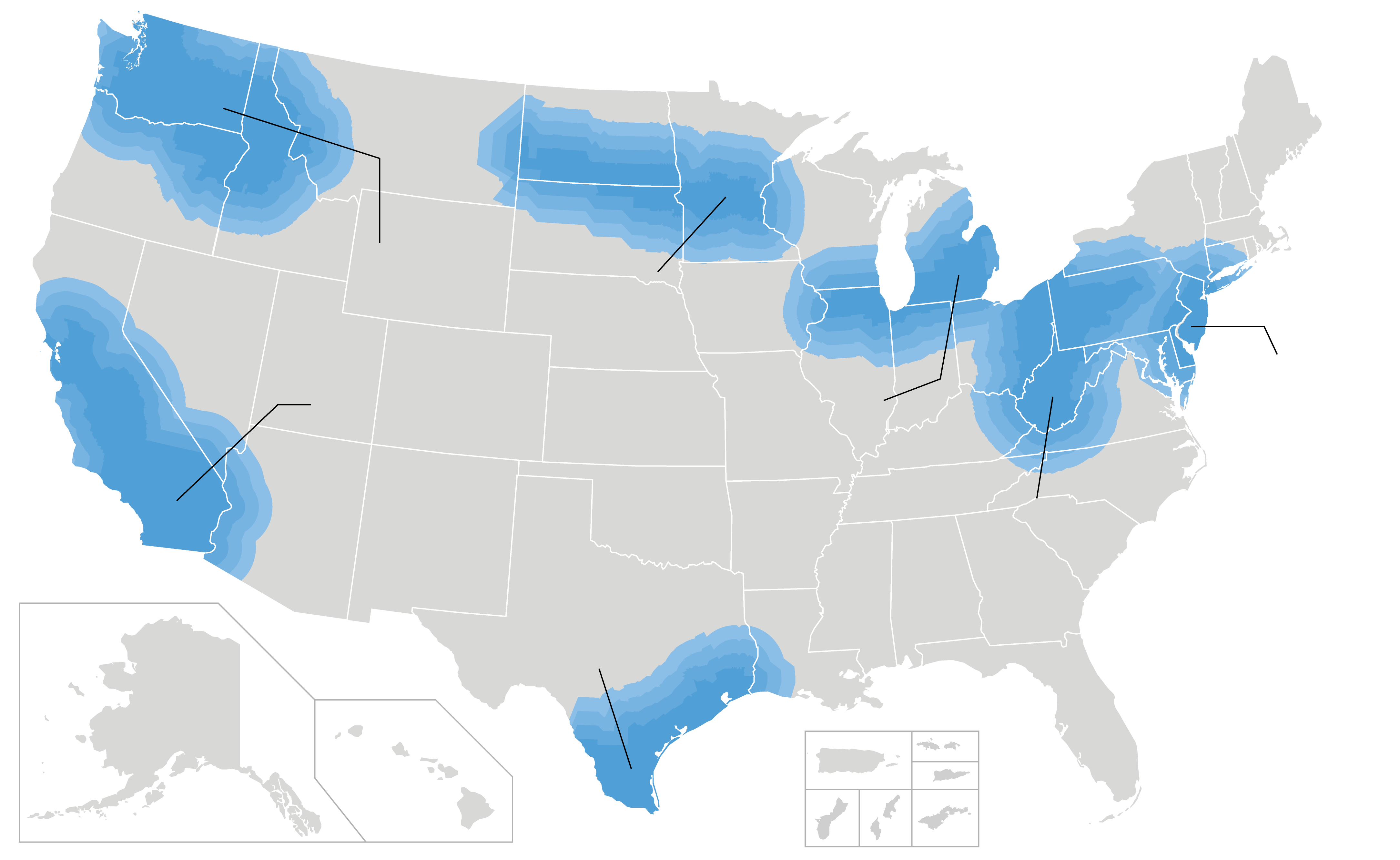 Background image of Hydrogen Hubs map.