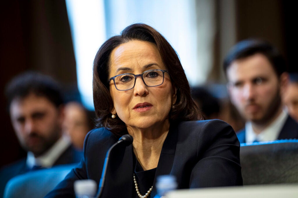 Nicole Berner, now a judge on the U.S. Court of Appeals for the Fourth Circuit, testifies during her Senate Judiciary Committee confirmation hearing at the U.S. Capitol in Washington, D.C. on December 13, 2023. (Graeme Sloan / Sipa via AP Images)