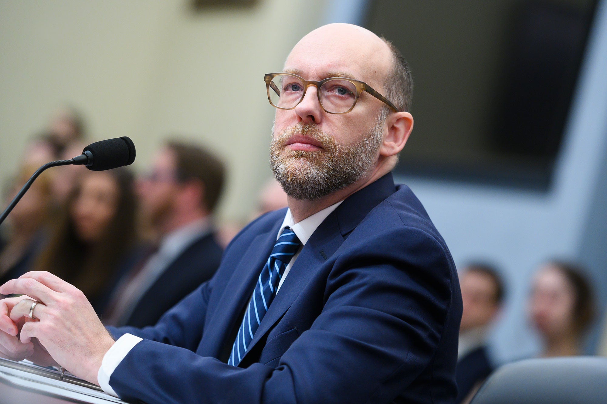 Russell Vought, acting director of the Office of Management and Budget, arrives to testify during the House Budget Committee hearing on The President's 2021 Budget, in Cannon Building on Wednesday, February 12, 2020.