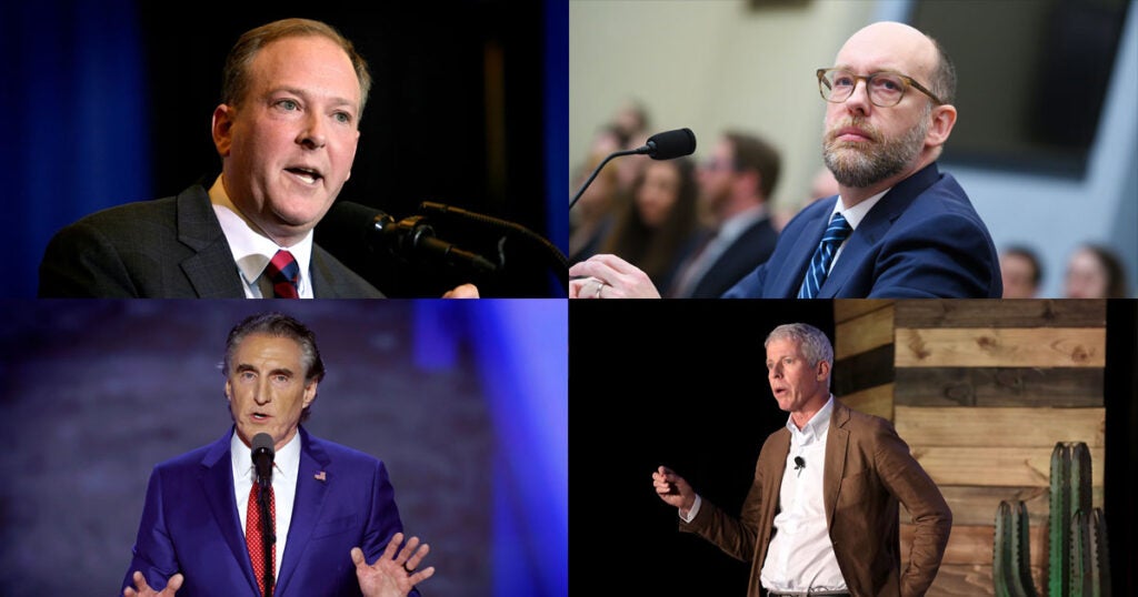 Lee Zeldin (Matt Rourke / AP). Russell Vought. (Tom Williams / CQ-Roll Call, Inc., via Getty Images) Chris Wright (Gage Skidmore / CC BY-SA 2.0). Doug Burgum (Chip Somodevilla / Getty Images).