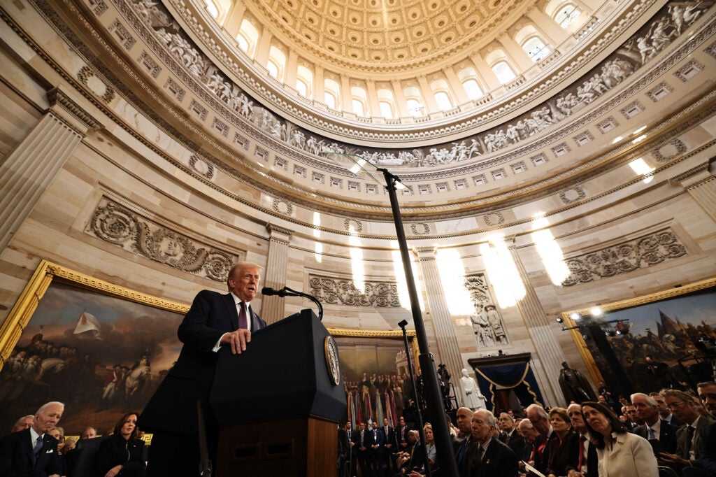 U.S. President Donald Trump speaks during inauguration ceremonies in the Rotunda of the U.S. Capitol on Jan. 20, 2025 in Washington, D.C. (Chip Somodevilla / Getty Images)