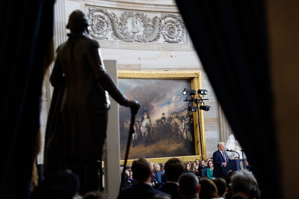 U.S. President Donald Trump speaks during inauguration ceremonies in the Rotunda of the U.S. Capitol on Jan. 20, 2025, in Washington, D.C. (Kevin Dietsch / Getty Images)