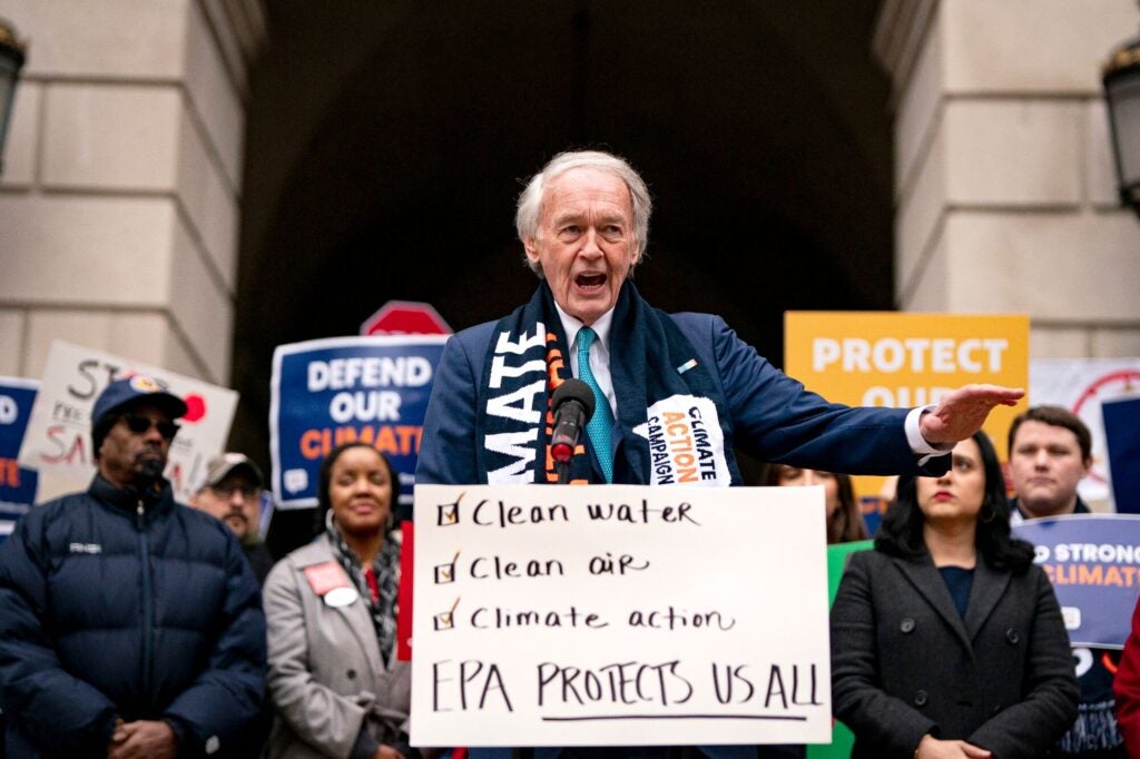 Sen. Edward Markey (D-MA) speaks during a demonstration. (Al Drago / Getty Images)