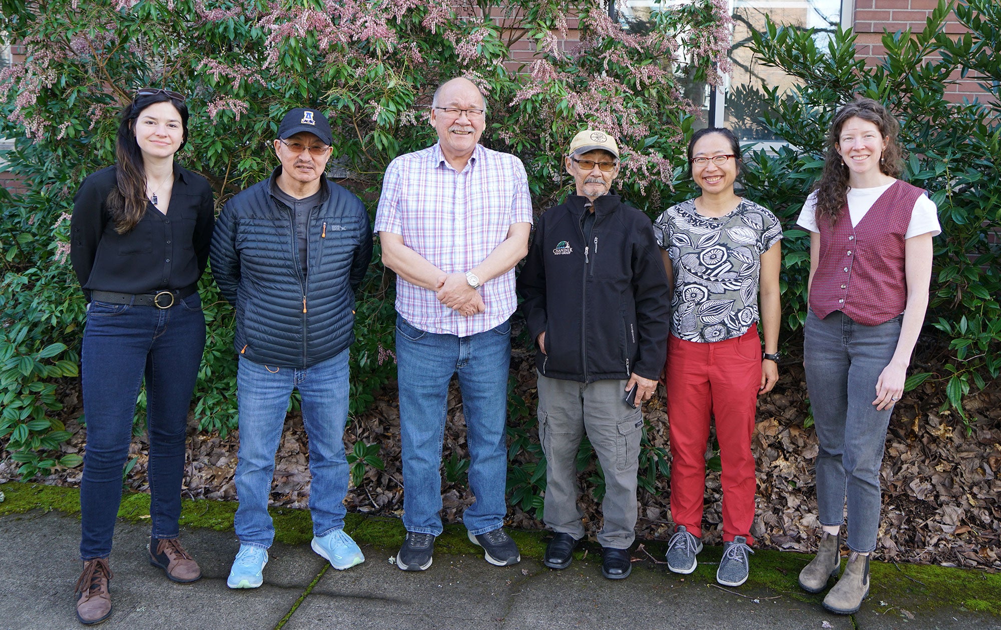 y-k-delta_team_rbowe Earthjustice Attorney Hannah Foster, Walter Jim, Chair of the Orutsararmiut Native Council (ONC), Ray Watson, ONC Council Member, William Igkurak, Council President of the Native Village of Kwigillingok, and Earthjustice Attorneys Maile Tavepholjalern and Olivia Glasscock (left to right) presented at this year’s Public Interest Environmental Law Conference about the tribes’ legal challenges to the Donlin Gold mine proposed upriver of their communities near the Kuskokwim River.