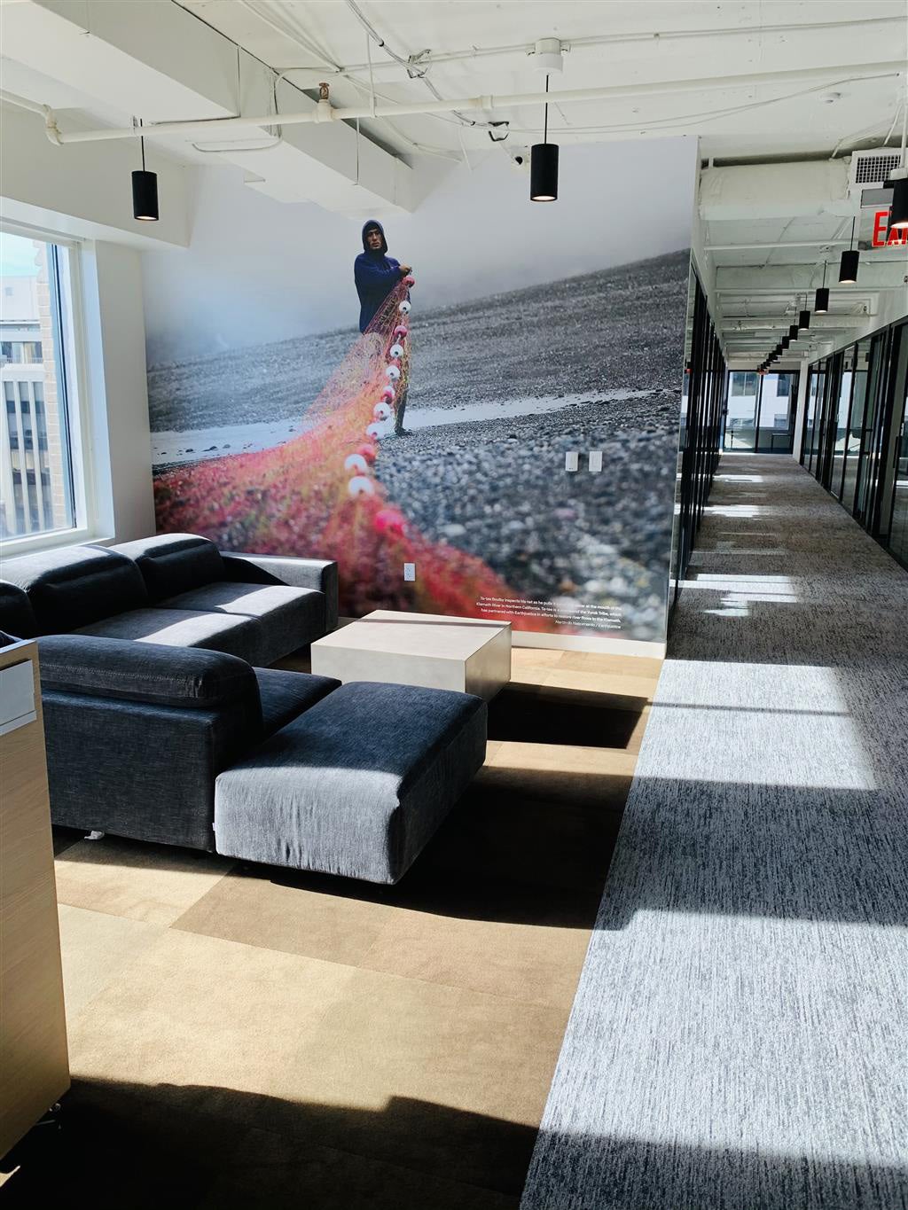 Earthjustice's offices in Washington, D.C. (Artwork depicts photo of a Klamath Tribe fisherman by Martin do Nascimento / Earthjustice.)