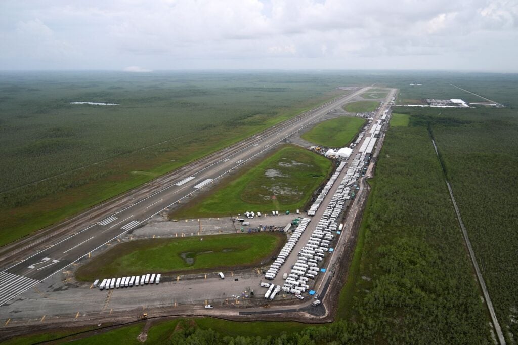 The migrant detention facility at Dade-Collier Training and Transition facility in the Everglades on July 4, 2025, in Ochopee, Fla.