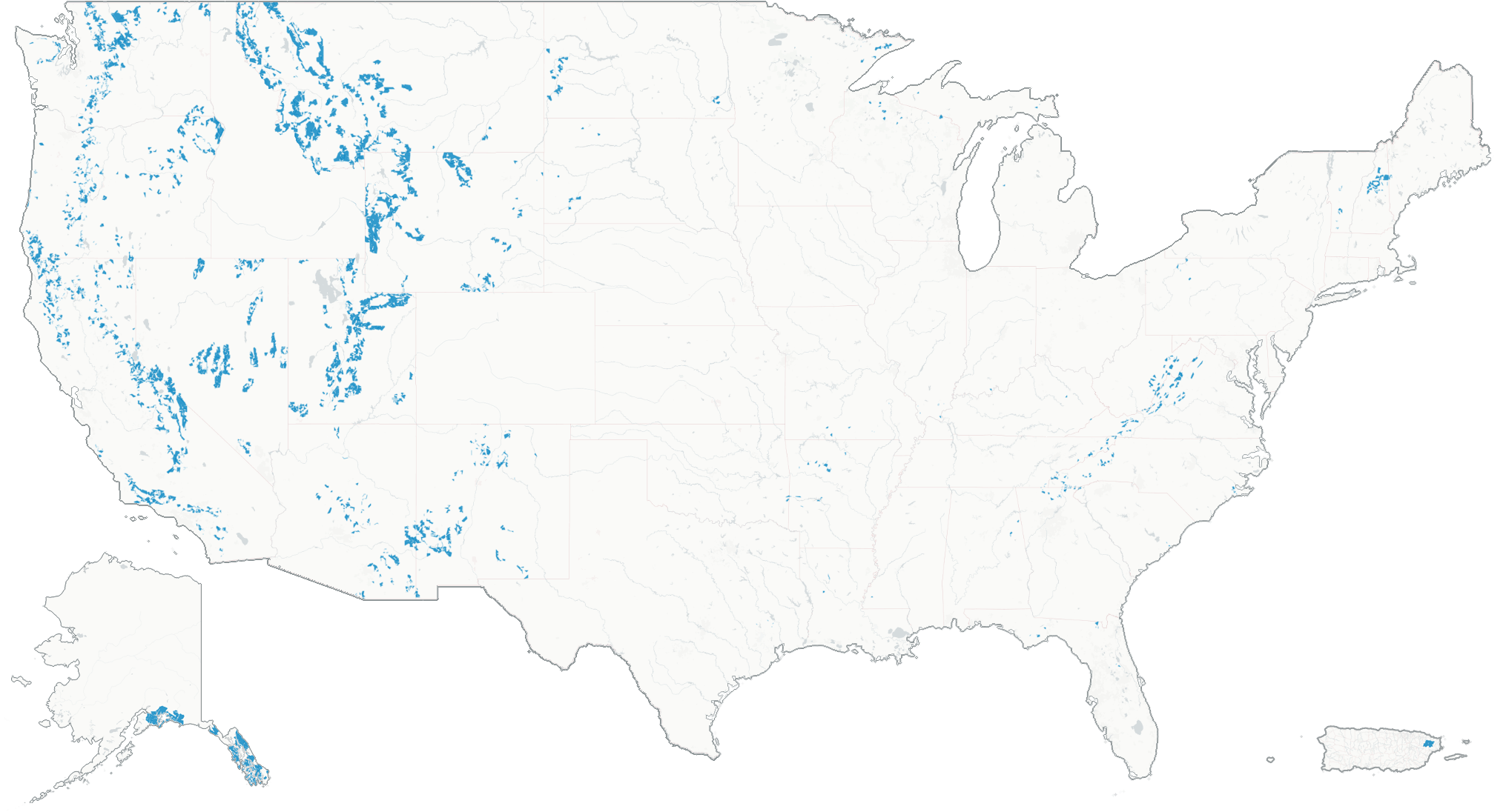 45 million acres of unfragmented, pristine national forest lands in 36 states and Puerto Rico are protected by the Roadless Rule.