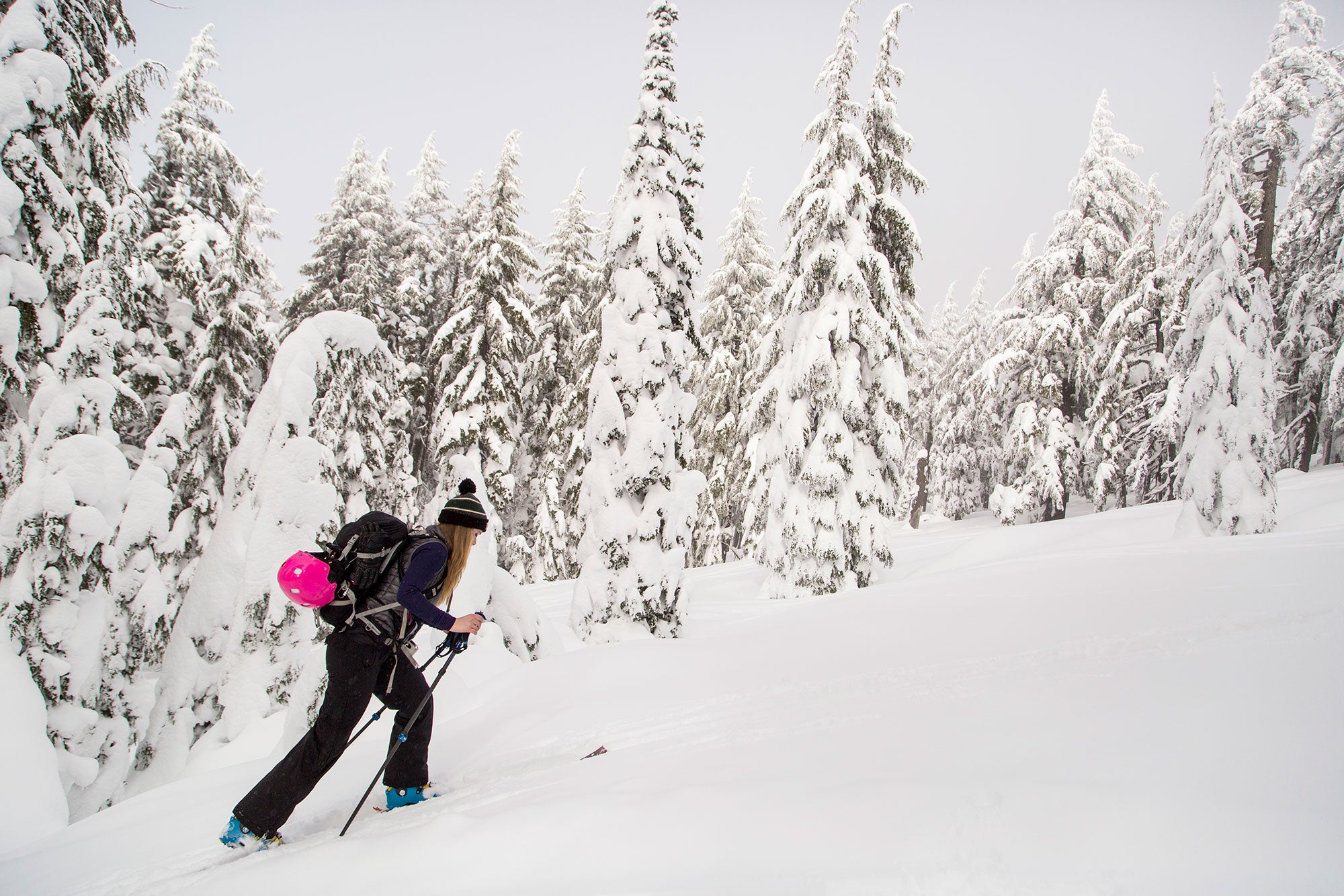Tumalo Mountain, Oregon Skiing through winter snow on Tumalo Mountain, Oregon.