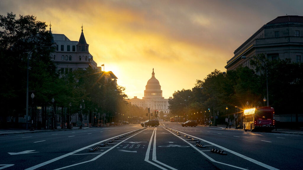 Looking along Pennsylvania Ave. towards the U.S. Capitol building in Washington, D.C. (Doug Armand / Getty Images)