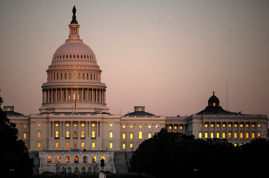 The U.S. Capitol on October 1, 2025, the first day of the federal government shutdown. (Andrew Caballero-Reynolds / AFP via Getty Images) 