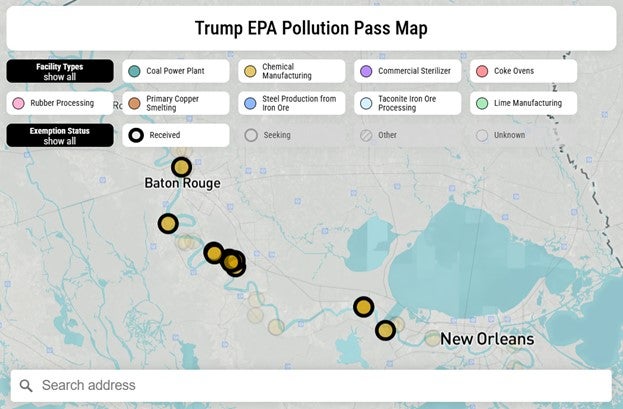 This map is a subset that shows where these 500+ exemption facilities are located throughout the country, whether they (or a representative) have requested or been granted a pollution exemption, and more. Map developed by Environmental Defense Fund and Environmental Integrity Project.