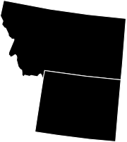Map outline of Montana and Wyoming.