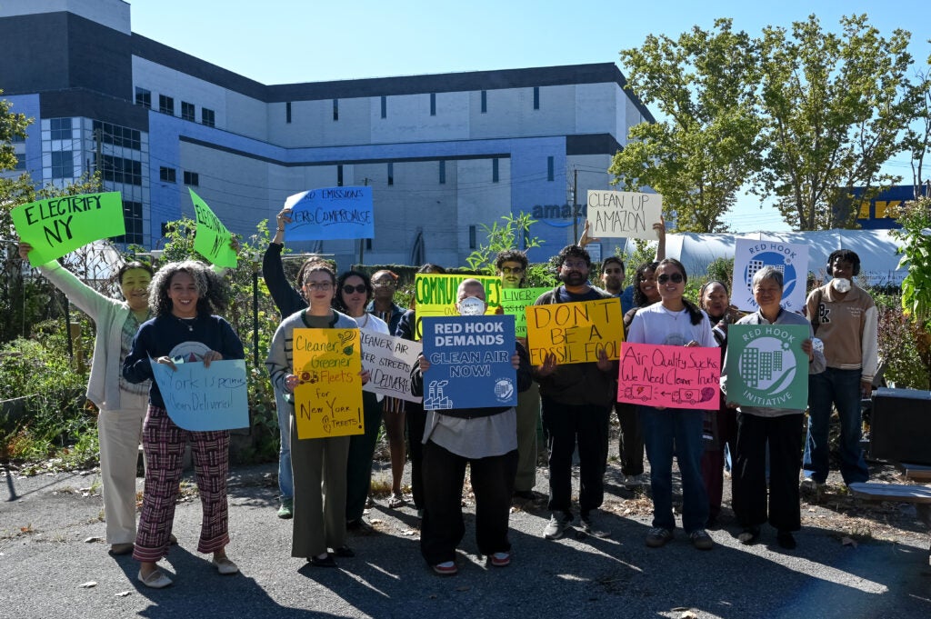 ElectrifyNY Coalition at Oct 1, 2025 press conference in Red Hook Community Farms. (Michelle Stockwell/Earthjustice)