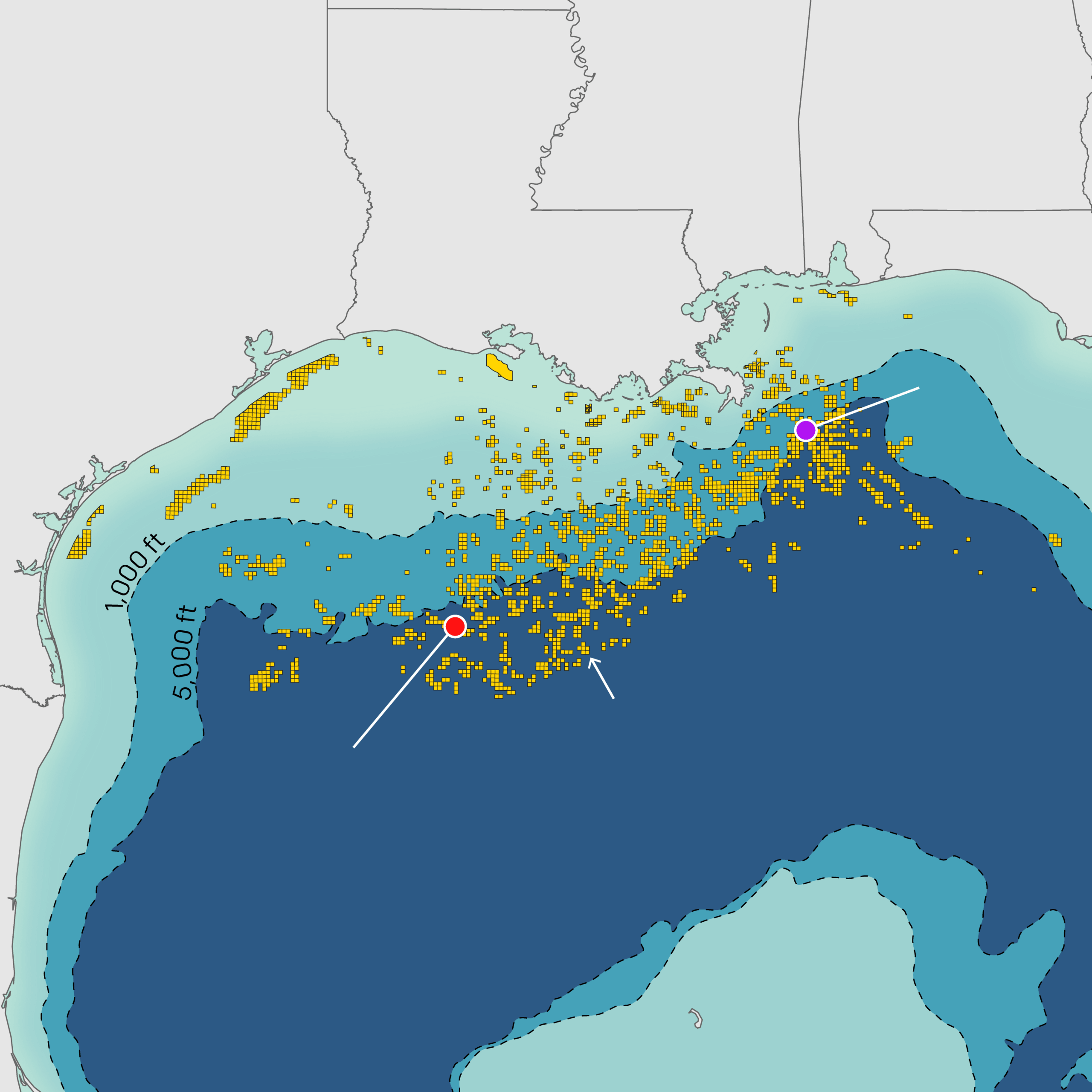 Background image of map of leases in the Gulf of Mexico.