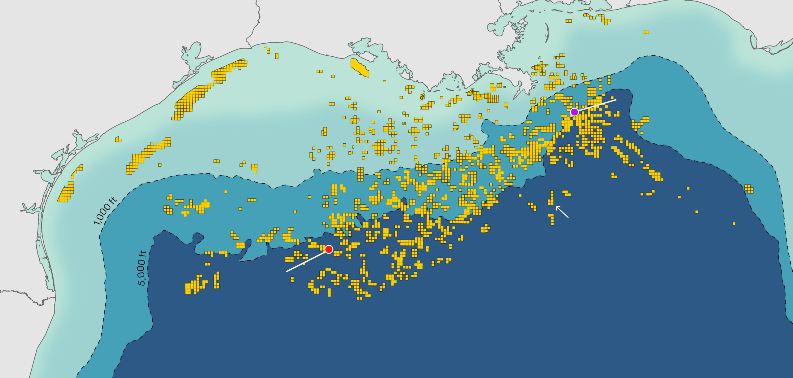 Background image of map of leases in the Gulf of Mexico.