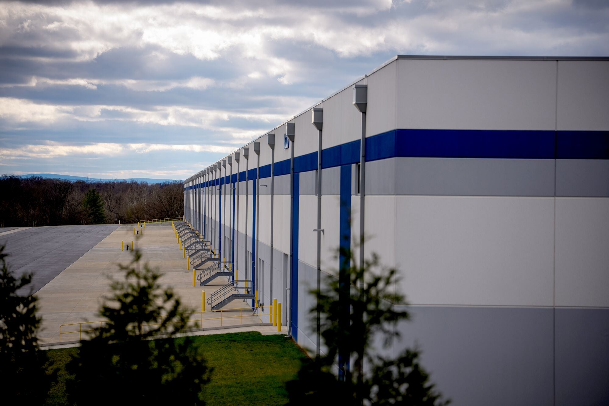 Exterior view of a warehouse that is the site for a planned U.S. Immigration and Customs Enforcement (ICE) detention center near Hagerstown, Maryland.