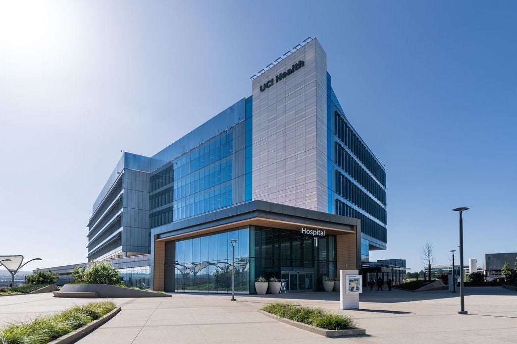 Exterior facade of main UCI Health-Irvine campus building