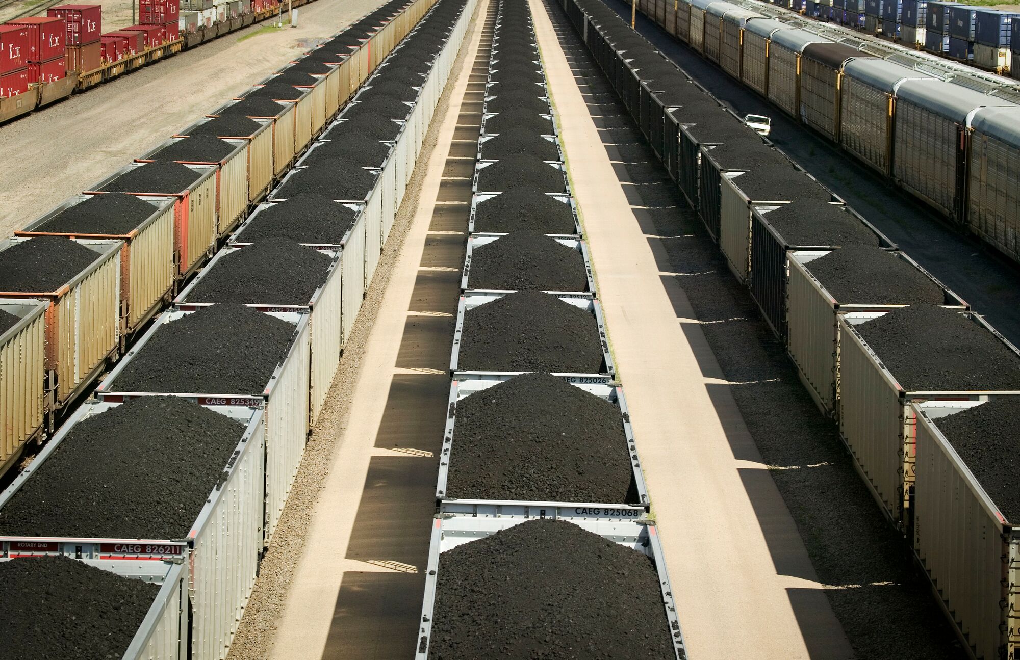 Elevated view of freight cars with coal in Nebraska, North Platte. (Joseph Sohm-Visions of America / Getty Images)