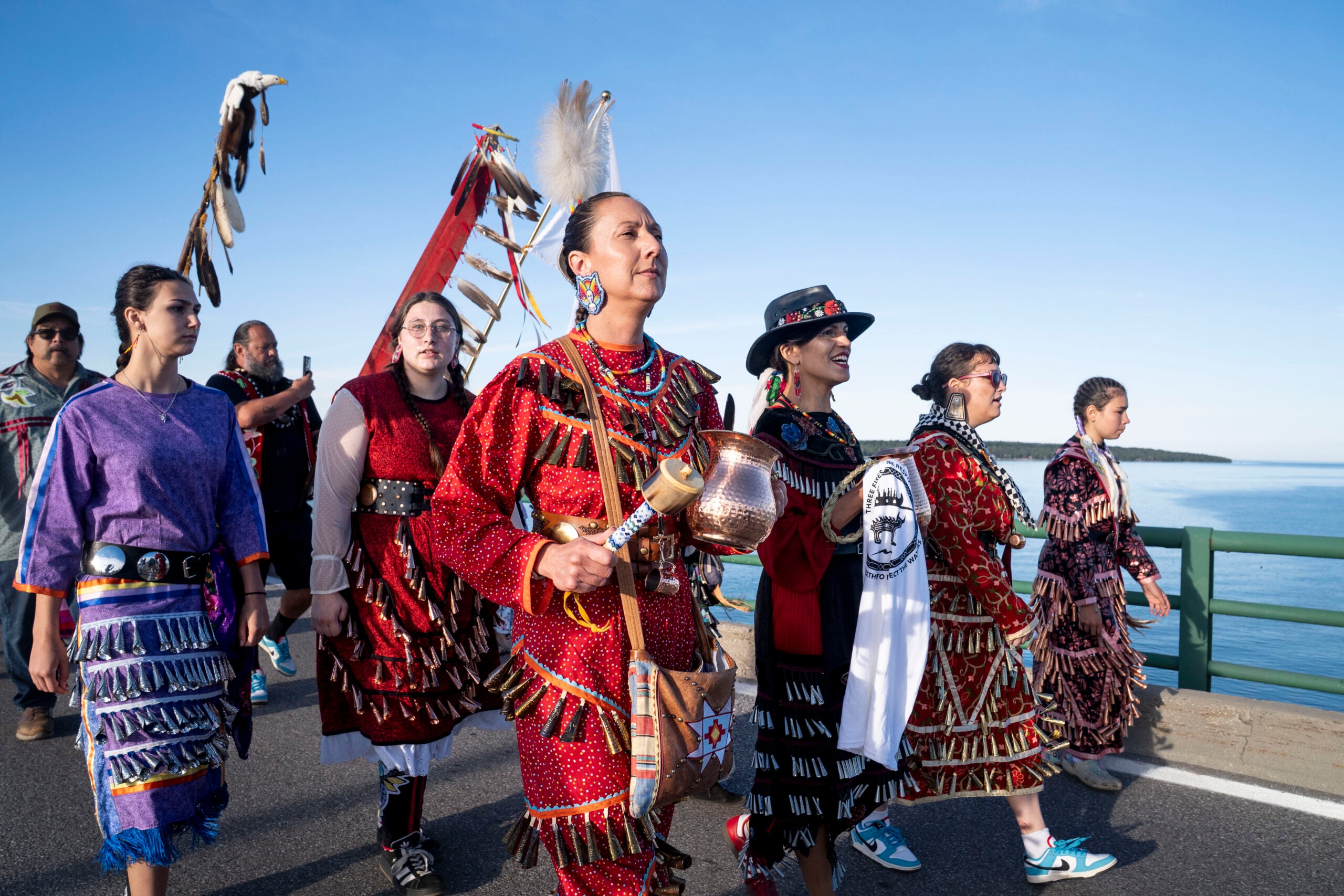 The Three Fires Confederacy Bridge Walk For Water in Mackinaw City, Michigan, on Monday, September 7, 2026. 

Photo by Sarah Rice for Earthjustice