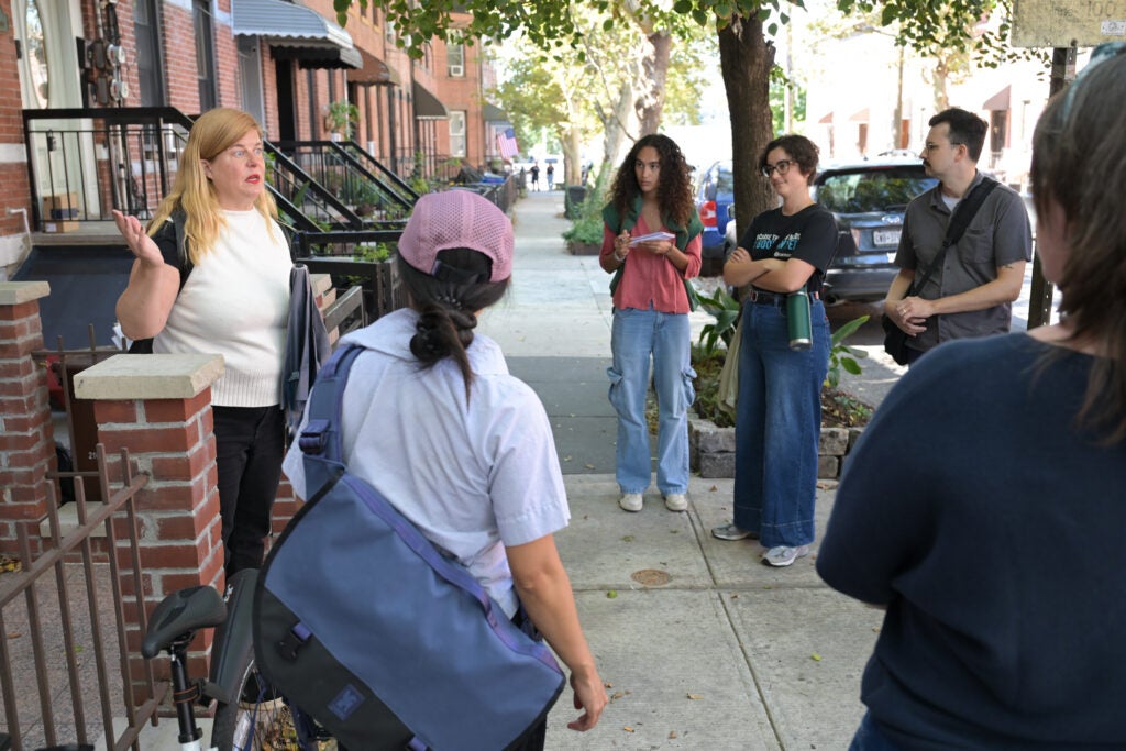 Earthjustice attorneys, local politicians and media tour Greenpoint, Brooklyn, NY on Tuesday September 15, 2026. (Carey Wagner for Earthjustice)