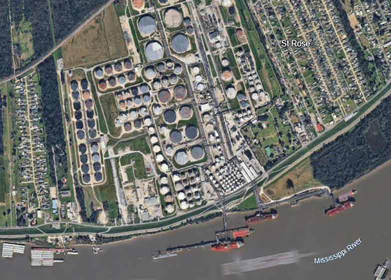 IMTT tank Farm near St. Rose, Louisiana, just up the Mississippi River from Louis Armstrong New Orleans International Airport.