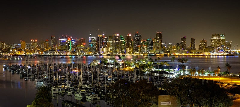The skyline of San Diego, where the local utility wants to raise most residential customers&#039; minimum bills to $38.40 each month.