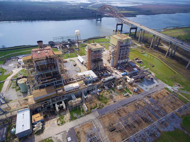 The retired Michoud gas-fired power plant, located in the New Orleans East neighborhood of New Orleans, Louisiana. A new gas-fired power plant is proposed for the same area.
(Courtesy of Alexander Glustrom)