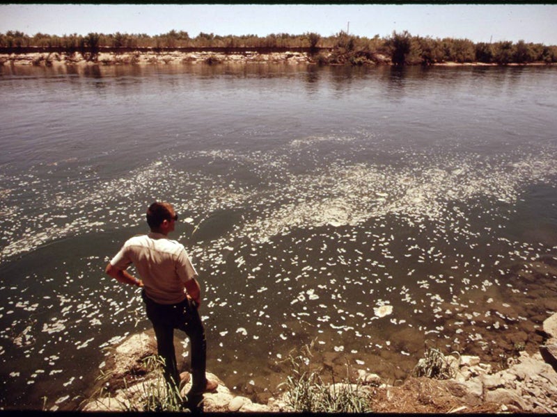 Waste floats on the Colorado River near Yuma, Arizona, in 1972. Congress passed the Clean Water Act that year, establishing federal protection for all water in the U.S.